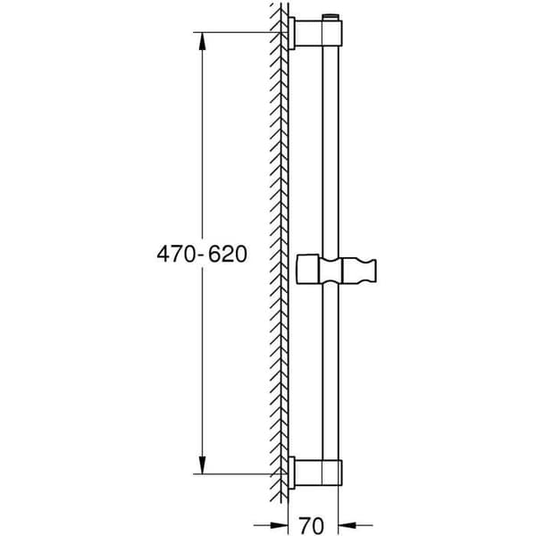 Duschstång - GROHE Vitalio Universal 27724001 - 60cm - Ø 22 mm - Justerbart övre fäste - Lim eller skruv - Krom