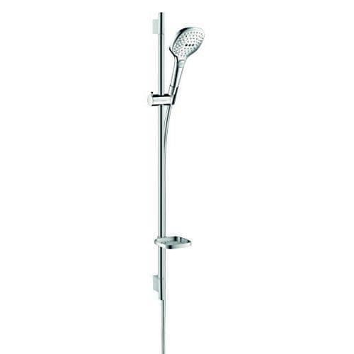 hansgrohe Raindance Select E 120 3-spray duschset med Unica'S puro bar 90 cm och tvålkopp Vit/Krom, 26621400