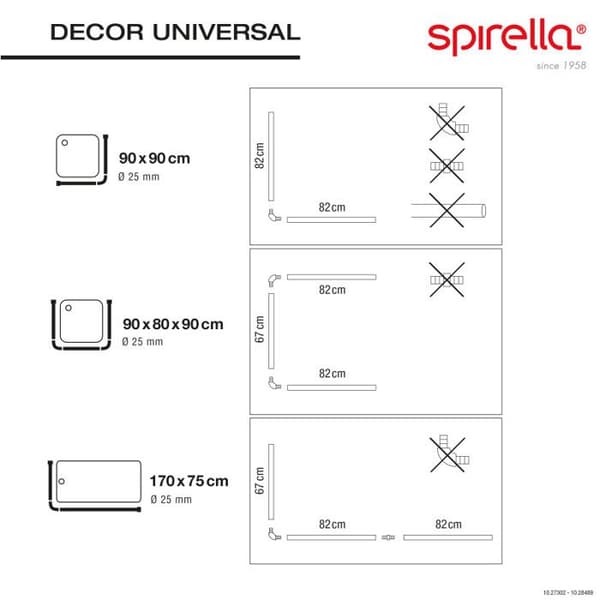 Barre tråd för modulärt hörnduschdraperi Spirella DECOR UNIVERSAL Vit