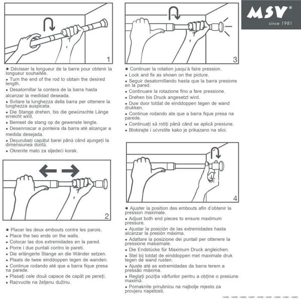 Duschstång i aluminium 110-200cm Vit - Gardinstänger och ringar