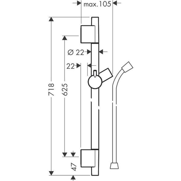 Hansgrohe - Unica Duschstång S Puro 65 cm med duschslang svart borstad krom (28632340)