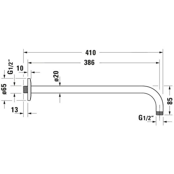 DURAVIT Universal väggmonterad duscharm 41 cm krom