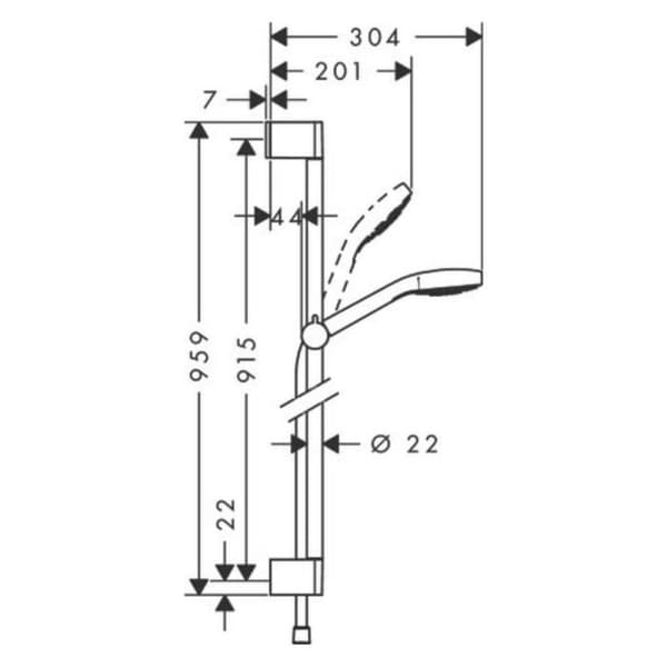 Duschset - Hansgrohe - Croma Select E 110 Multi - Flexibel 1,60 m - Stång 0,65 m - Kromad
