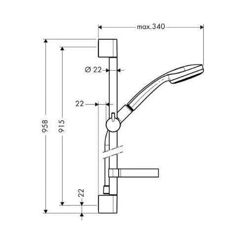 Hansgrohe Set Croma 100 1jet/UnicaC 0,90m duschslang och flexibel - 27724000