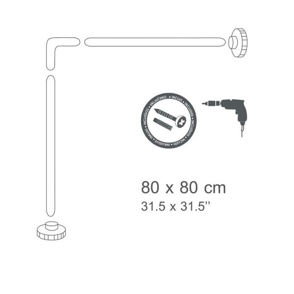Duschdraperistång för hörn - MSV - 80 cm Vit - Lätt att montera och justerbar