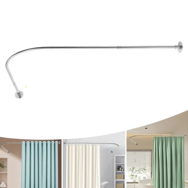 Bruseforhængsstang, L-formet design, justerbar længde, moderne sølvfinish,JZSK3C-000000