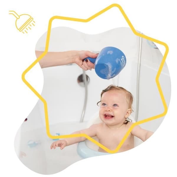 Badabulle Baby Head Wash med handtag och badleksak