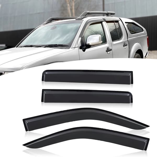 Nissan Navara D40 Vinduesafdækning, Vejrbeskyttelse, Mat Sort, Sæt af 4,D40 2006-2014
