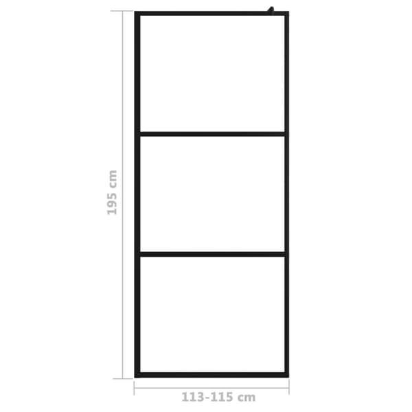 vidaXL Duschvägg med klart ESG-glas svart 115x195 cm