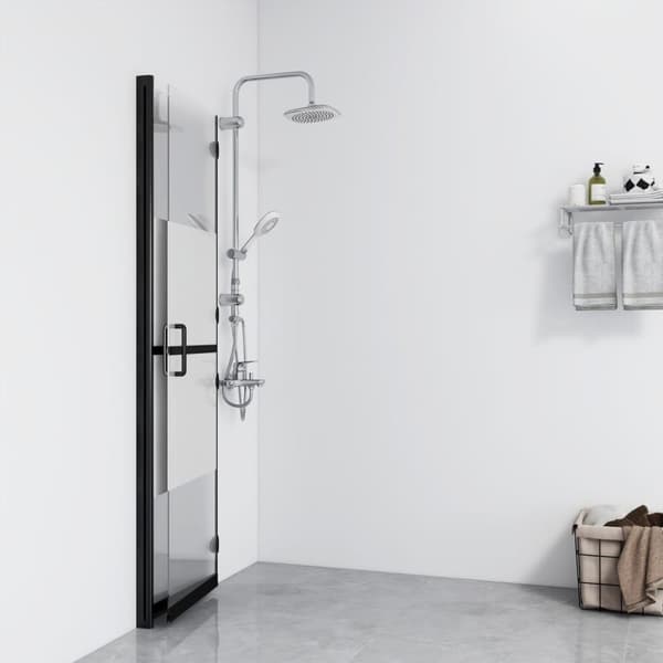 vidaXL foldbar brusevæg 110x190 cm halvt matteret sikkerhedsglas