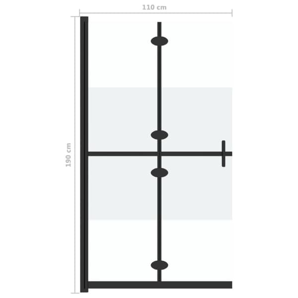 vidaXL foldbar brusevæg 110x190 cm halvt matteret sikkerhedsglas