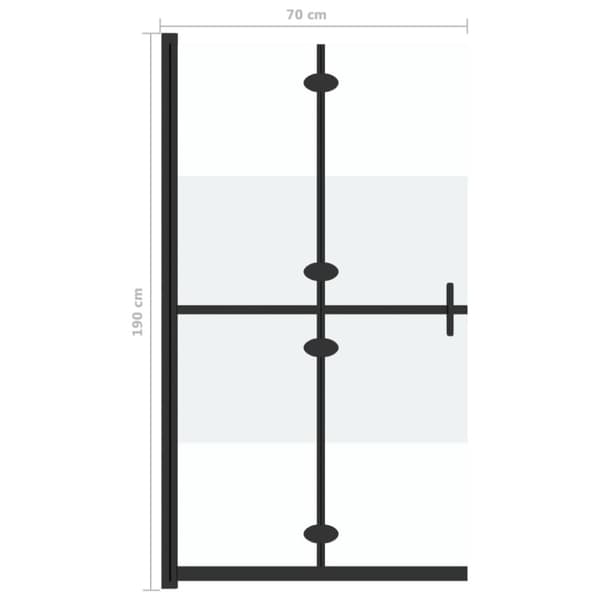 vidaXL foldbar brusevæg 70x190 cm halvt matteret sikkerhedsglas