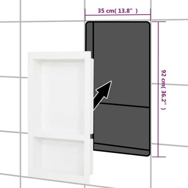 vidaXL Veggnisjer til dusj med 2 rom høyglans hvit 41x69x9 cm