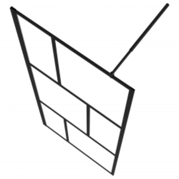 vidaXL Duschvägg med hylla svart 80x195 cm ESG-glas&aluminium