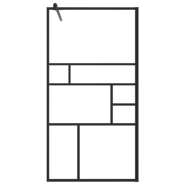 vidaXL Dusjvegg med hylle svart 90x195 cm ESG-glass og aluminium