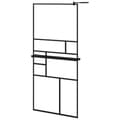 Miniatyrbilde 2 av 11: vidaXL Dusjvegg med hylle svart 90x195 cm ESG-glass og aluminium