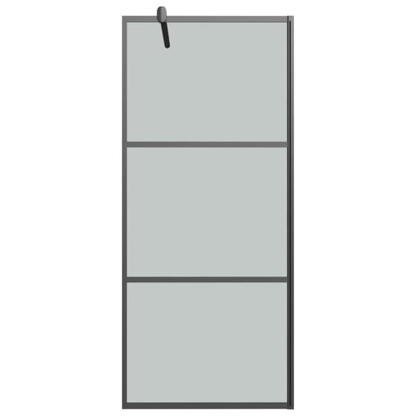 vidaXL Dusjvegg med hylle svart 90x195 cm ESG-glass og aluminium