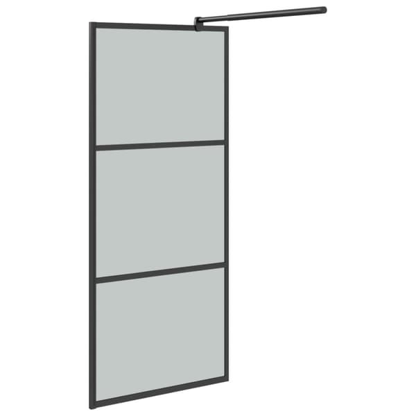 vidaXL Dusjvegg med hylle svart 90x195 cm ESG-glass og aluminium