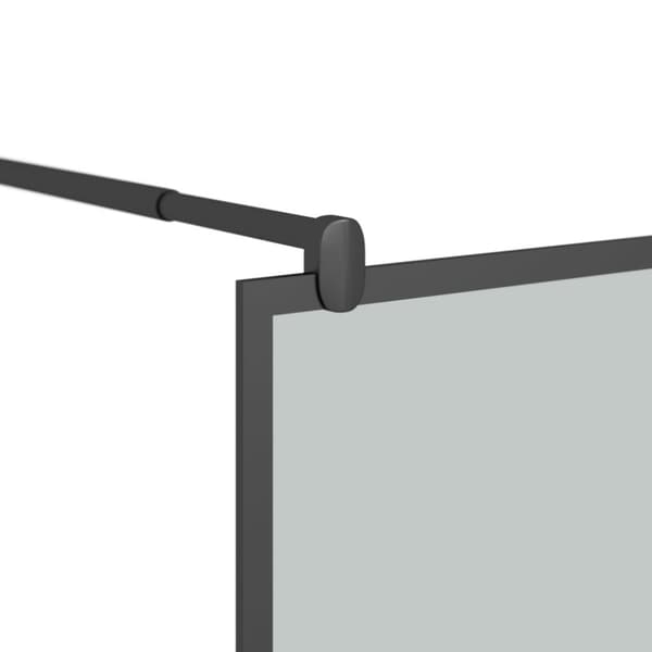 vidaXL Dusjvegg med hylle svart 90x195 cm ESG-glass og aluminium