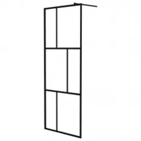 vidaXL Duschvägg med hylla svart 100x195 cm ESG-glas&aluminium