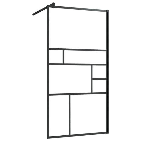 vidaXL Duschvägg med hylla svart 100x195 cm ESG-glas&aluminium
