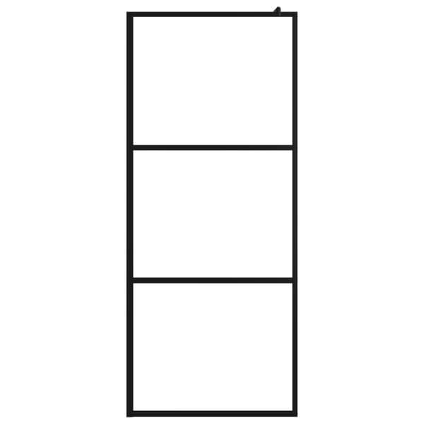 vidaXL Duschvägg med hylla svart 100x195 cm ESG-glas&aluminium