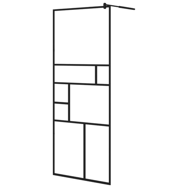 vidaXL brusevæg med hylde 80x195 cm sikkerhedsglas og aluminium sort