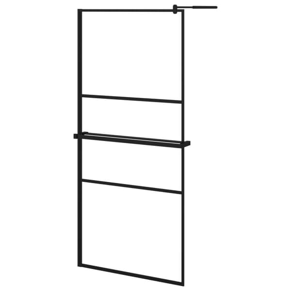 vidaXL brusevæg med hylde 90x195 cm sikkerhedsglas og aluminium sort