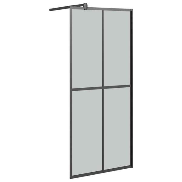 vidaXL brusevæg med hylde 90x195 cm sikkerhedsglas og aluminium sort