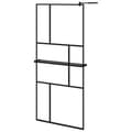 Miniatyrbillede 2 af 11: vidaXL brusevæg med hylde 90x195 cm sikkerhedsglas og aluminium sort