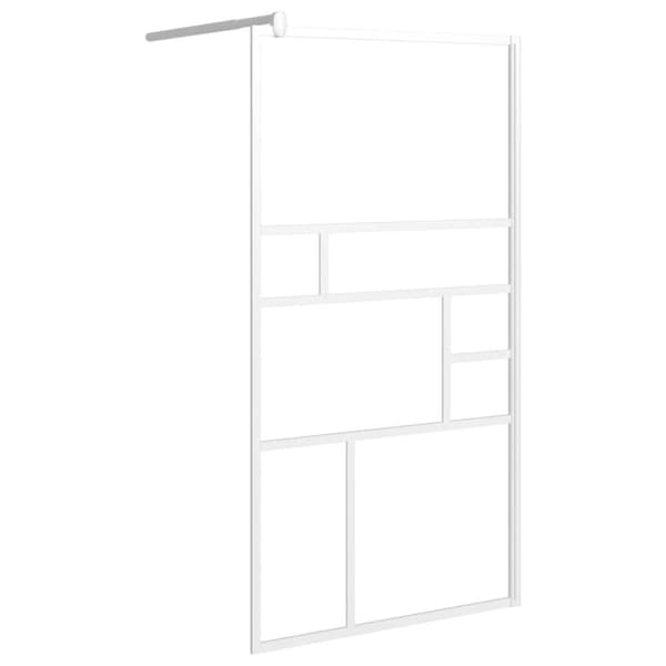 vidaXL brusevæg med hylde 115x195 cm sikkerhedsglas og aluminium hvid