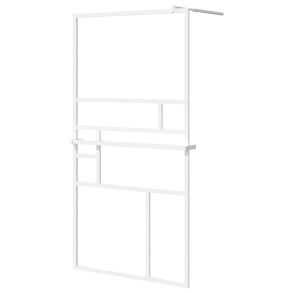 vidaXL brusevæg med hylde 115x195 cm sikkerhedsglas og aluminium hvid