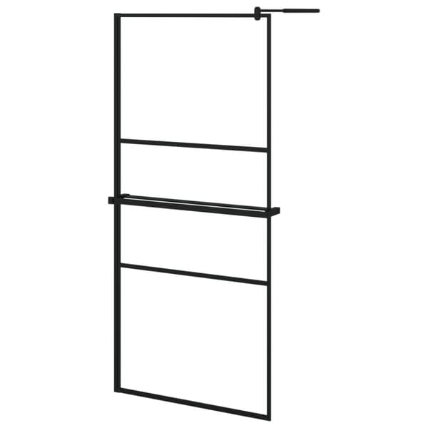 vidaXL brusevæg med hylde 90x195 cm sikkerhedsglas og aluminium sort