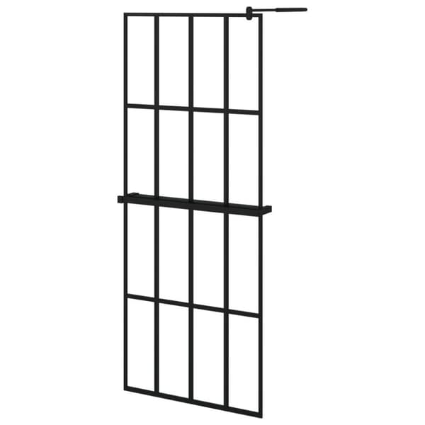 vidaXL brusevæg med hylde 80x195 cm sikkerhedsglas og aluminium sort