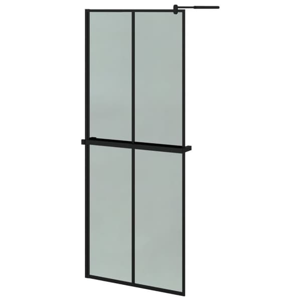 vidaXL brusevæg med hylde 80x195 cm sikkerhedsglas og aluminium sort