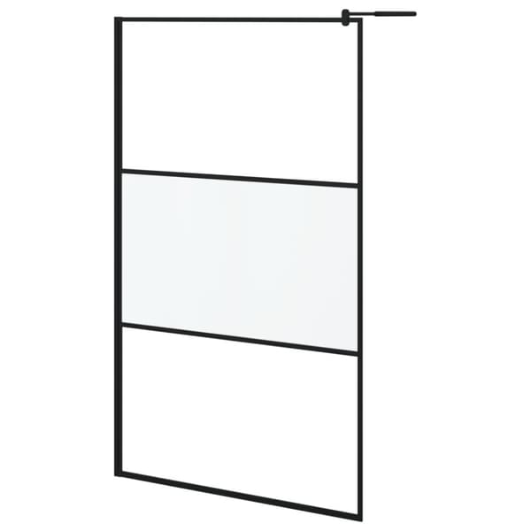 vidaXL Dusjvegg med hylle svart 115x195 cm ESG-glass og aluminium