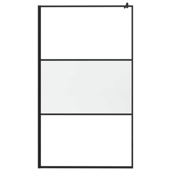 vidaXL Dusjvegg med hylle svart 115x195 cm ESG-glass og aluminium