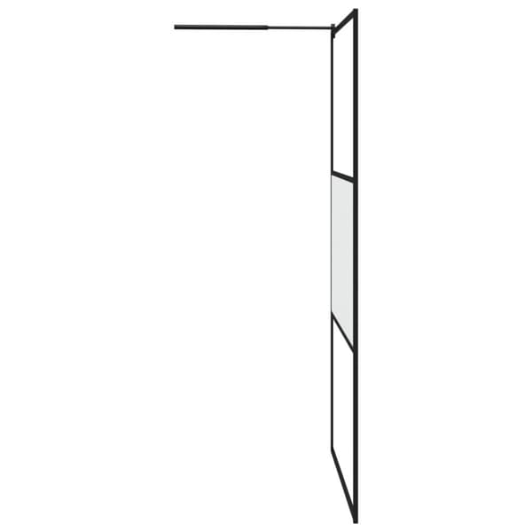 vidaXL Dusjvegg med hylle svart 115x195 cm ESG-glass og aluminium