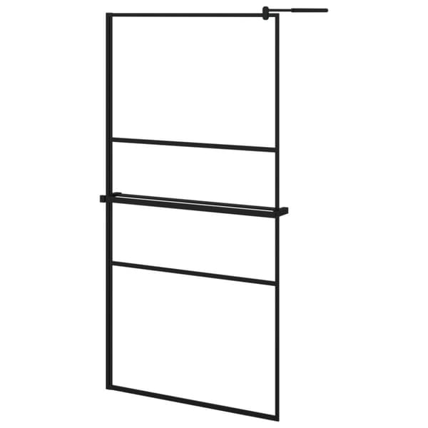 vidaXL brusevæg med hylde 100x195 cm sikkerhedsglas og aluminium sort