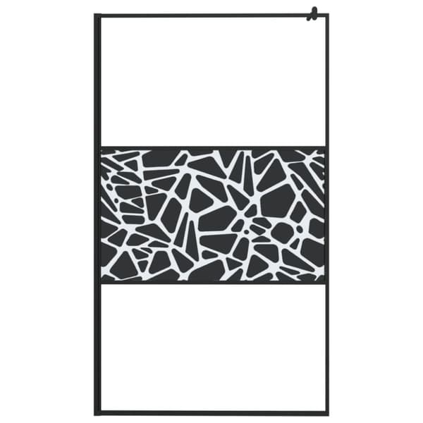 vidaXL brusevæg med hylde 115x195 cm sikkerhedsglas og aluminium sort