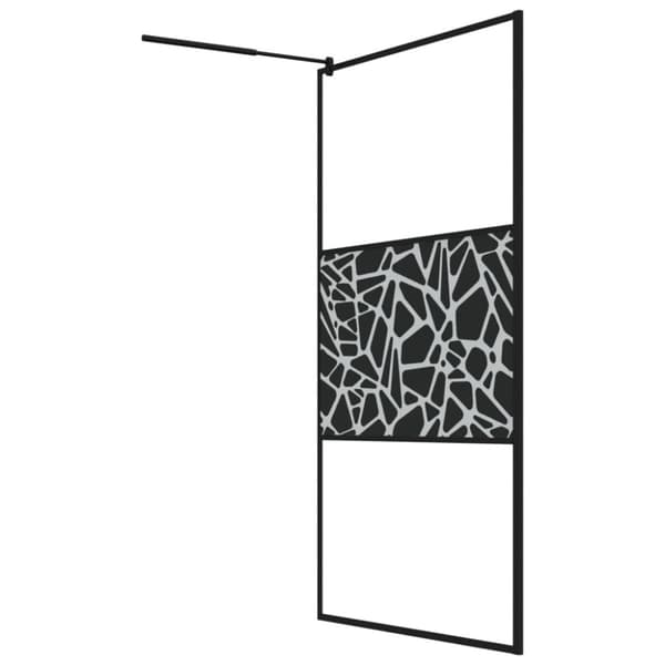 vidaXL brusevæg med hylde 115x195 cm sikkerhedsglas og aluminium sort