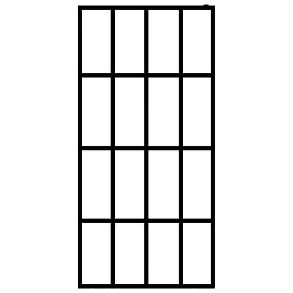 vidaXL Duschvägg med hylla svart 80x195 cm ESG-glas&aluminium
