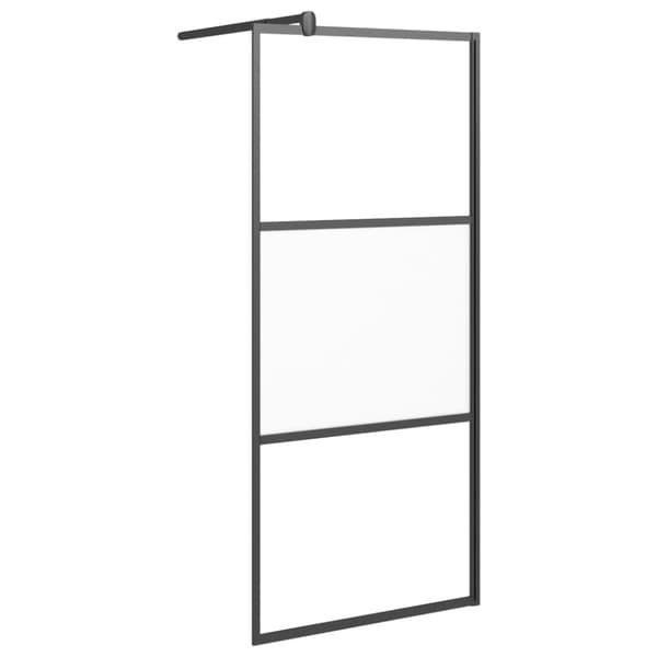 vidaXL Dusjvegg med hylle svart 90x195 cm ESG-glass og aluminium
