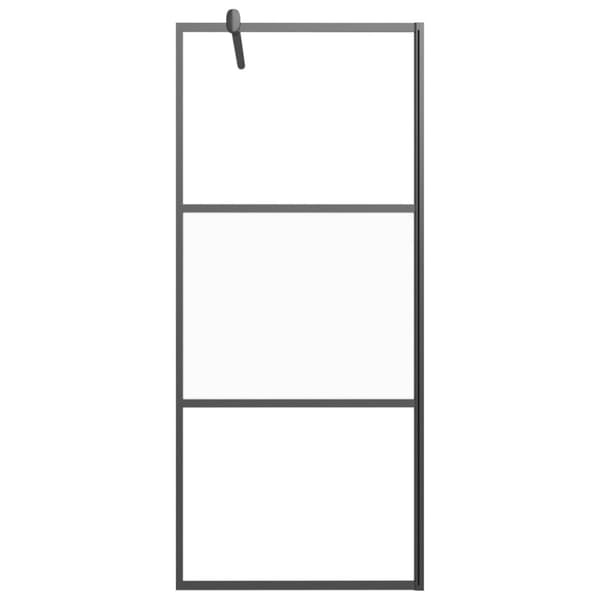 vidaXL Dusjvegg med hylle svart 90x195 cm ESG-glass og aluminium