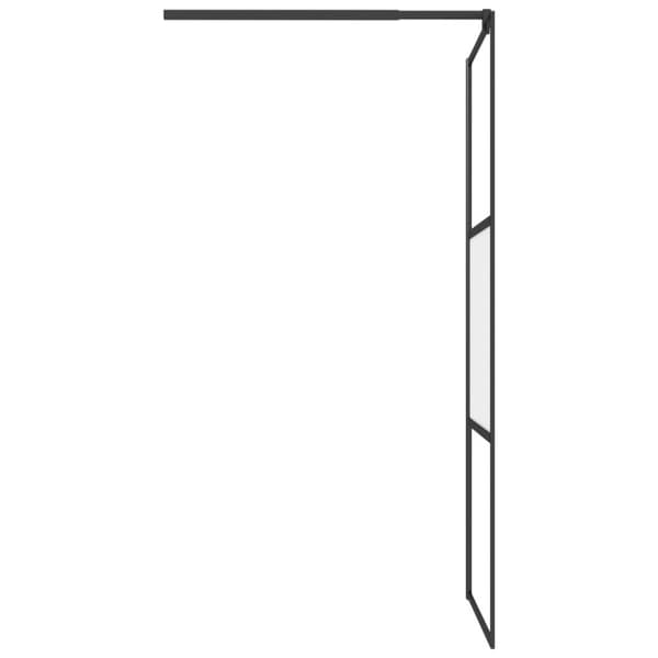 vidaXL Dusjvegg med hylle svart 90x195 cm ESG-glass og aluminium