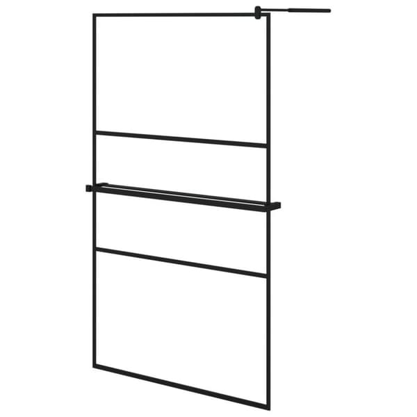 vidaXL Dusjvegg med hylle svart 115x195 cm ESG-glass og aluminium