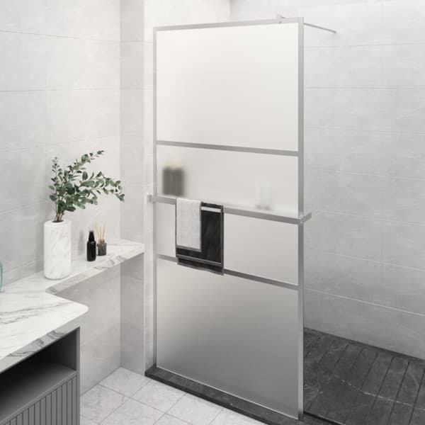 vidaXL Dusjvegg med hylle krom 100x195 cm ESG-glass og aluminium
