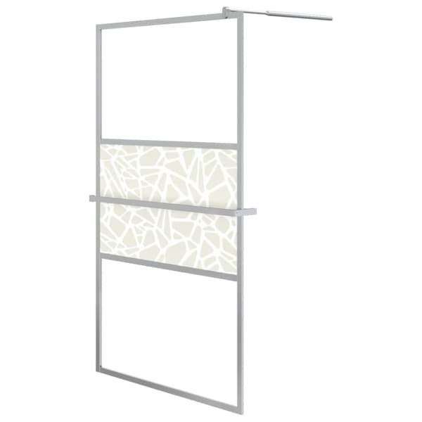 vidaXL Duschvägg med hylla krom 115x195 cm ESG-glas&aluminium