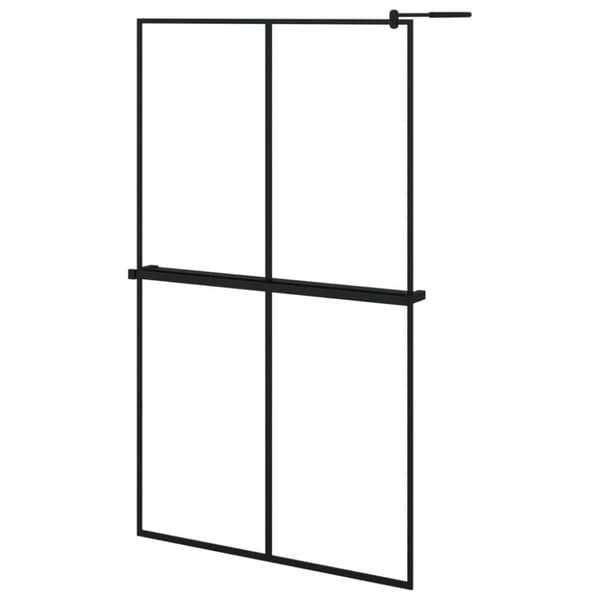 vidaXL brusevæg med hylde 118x190 cm sikkerhedsglas og aluminium sort