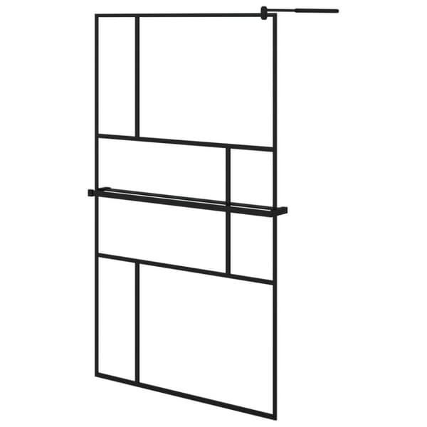 vidaXL brusevæg med hylde 115x195 cm sikkerhedsglas og aluminium sort